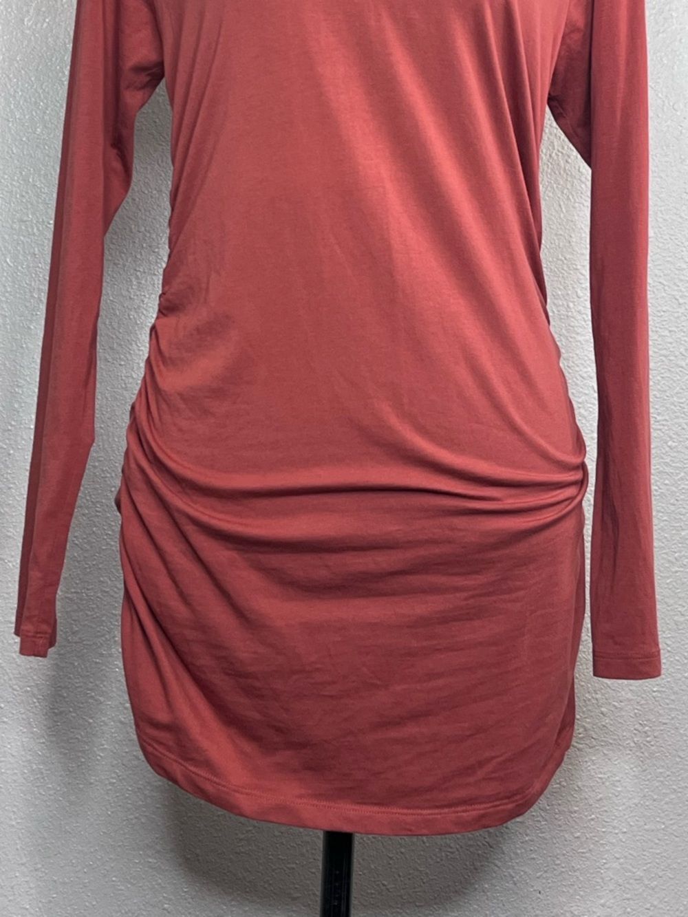Sundance Boho V-Neck Clay Runched Side Long-Sleeve Tunic Top Sz M - Picture 4 of 10